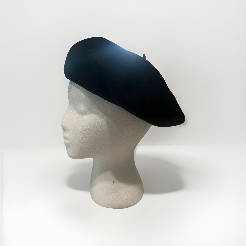 Vintage Arnaga Foulard De Luxe French Beret - 100% Wool - Black - Size 55 / 9.5"